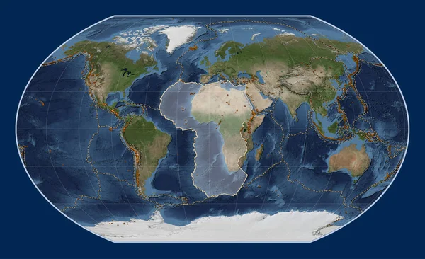 Afrikaanse Tektonische Plaat Blue Marble Satelliet Kaart Kavrayskiy Vii Projectie — Stockfoto