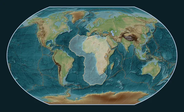 Afrykańska Płyta Tektoniczna Mapie Elewacji Stylu Wiki Projekcji Kavrayskiy Vii — Zdjęcie stockowe