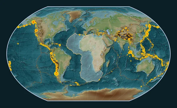 Afrikaanse Tektonische Plaat Wiki Hoogtekaart Kavrayskiy Vii Projectie Meridionaal Gecentreerd — Stockfoto
