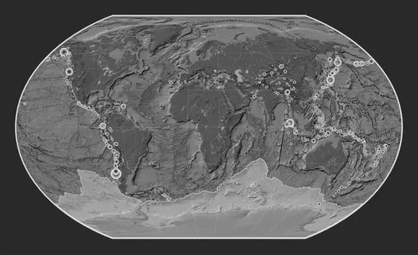 Plaque Tectonique Antarctique Sur Carte Élévation Bilevel Dans Projection Kavrayskiy — Photo