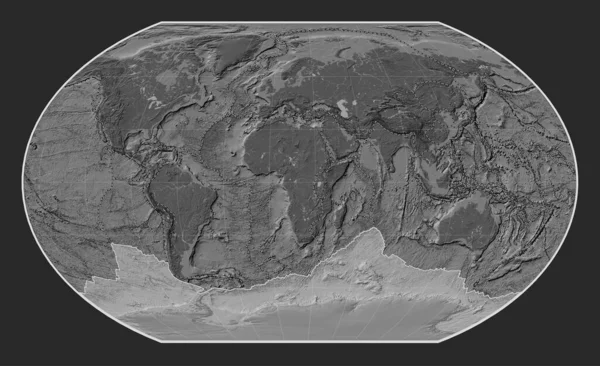Kavrayskiy Vii Projeksiyonunun Meridyen Merkezli Bilek Yüksekliği Haritasındaki Antarktika Tektonik — Stok fotoğraf