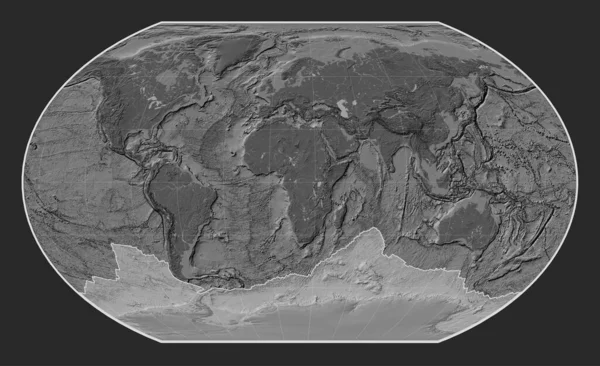 Kavrayskiy Vii投影子午线中心二层隆起图上的南极洲板块 — 图库照片
