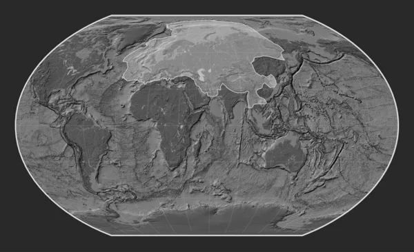 Plaque Tectonique Eurasienne Sur Carte Élévation Bilevel Dans Projection Kavrayskiy — Photo