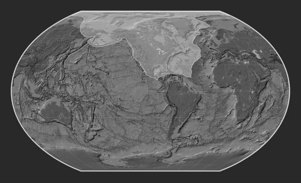 Plaque Tectonique Nord Américaine Sur Carte Altitude Bilevel Dans Projection — Photo