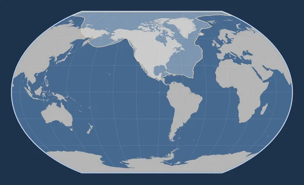 Noord Amerikaanse Tektonische Plaat Solide Contourkaart Kavrayskiy Vii Projectie Meridionaal — Stockfoto