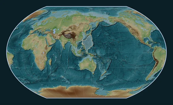 Płyta Tektoniczna Morza Filipińskiego Mapie Elewacji Stylu Wiki Projekcji Kavrayskiy — Zdjęcie stockowe