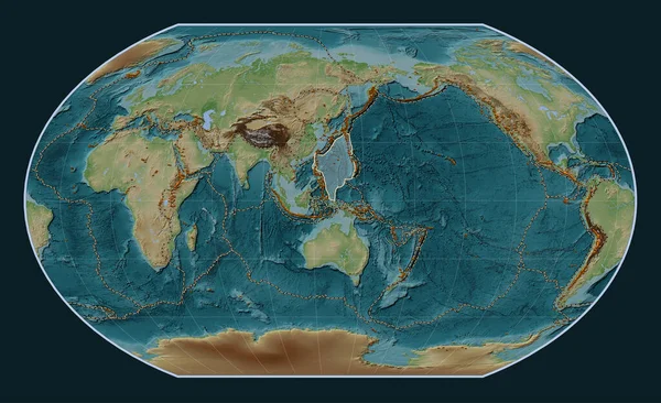 Filippijnse Zee Tektonische Plaat Wiki Stijl Hoogte Kaart Kavrayskiy Vii — Stockfoto