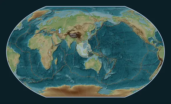 Płyta Tektoniczna Sunda Mapie Elewacji Stylu Wiki Projekcji Kavrayskiy Vii — Zdjęcie stockowe