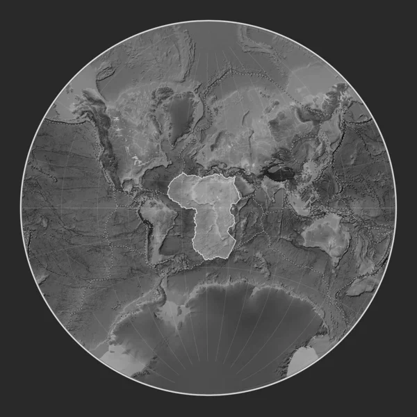 Африканська Тектонічна Плита Сірій Карті Підвищення Проекції Лагранжа Зосереджена Меридіонально — стокове фото