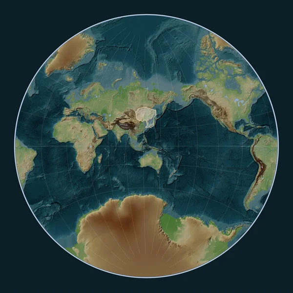 Płyta Tektoniczna Amura Mapie Elewacji Stylu Wiki Projekcji Lagrange Wyśrodkowanej — Zdjęcie stockowe
