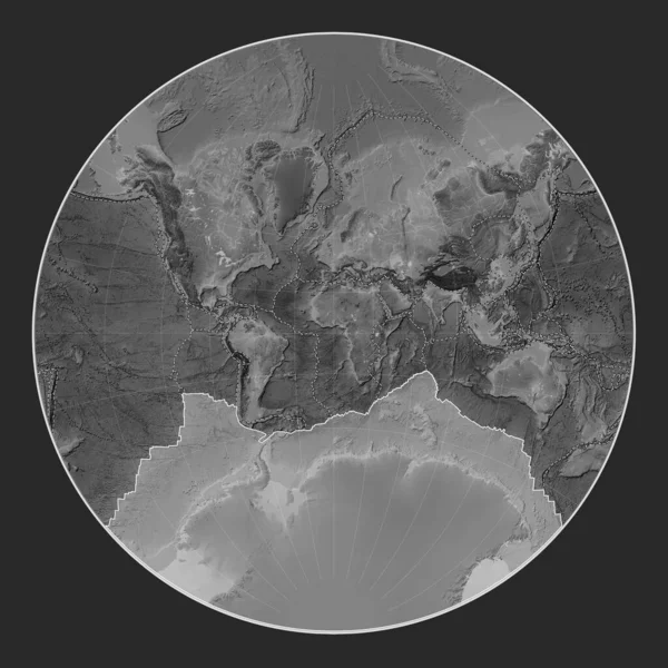 Антарктида Тектонічна Плита Сірій Карті Підвищення Проекції Лагранжа Зосереджена Меридіонально — стокове фото