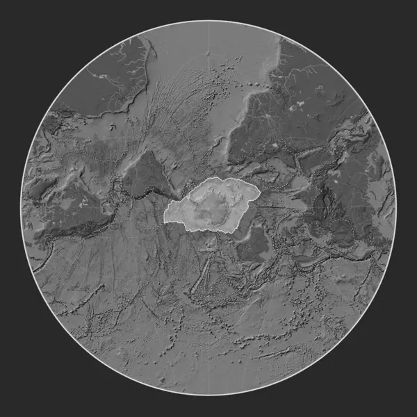 Tektonická Deska Antarktidy Mapě Nadmořské Výšky Lagrangeově Šikmé Projekci Středem — Stock fotografie