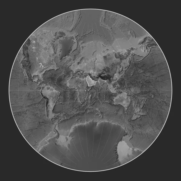 Arabische Tektonische Plaat Grayscale Hoogte Kaart Lagrange Projectie Gecentreerd Meridionaal — Stockfoto