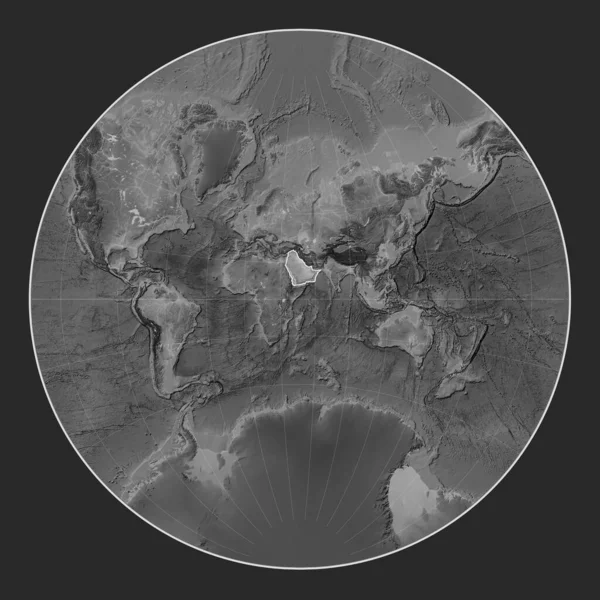 Arabische Tektonische Plaat Grayscale Hoogte Kaart Lagrange Projectie Gecentreerd Meridionaal — Stockfoto