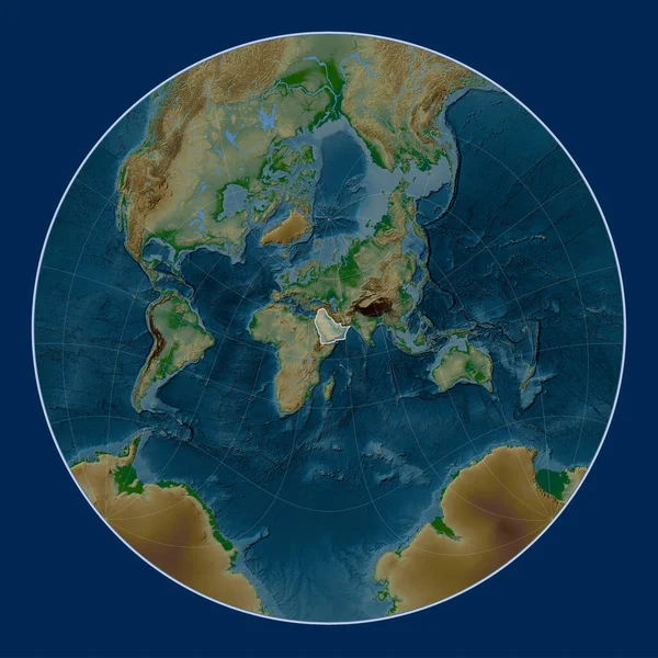 Арабская Тектоническая Плита Карте Высоты Проекции Лагранжа Oblique Расположенной Меридионально — стоковое фото
