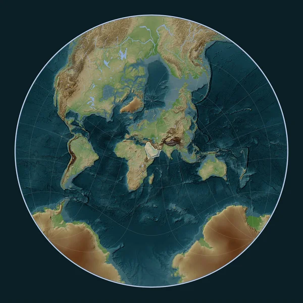 Arabska Płyta Tektoniczna Mapie Elewacji Stylu Wiki Projekcji Lagrange Oblique — Zdjęcie stockowe