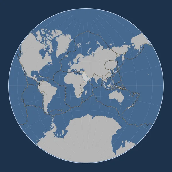 Placă Tectonică Arabă Harta Conturului Solid Din Lagrange Centrată Meridional — Fotografie, imagine de stoc