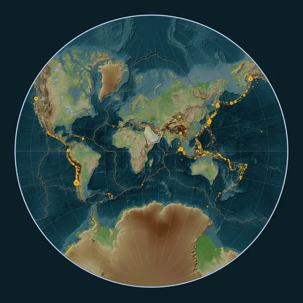 Arabian Tectonic Platta Wiki Stil Höjd Karta Lagrange Projektion Centrerad — Stockfoto