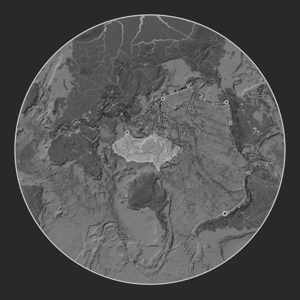Piastra Tettonica Australiana Sulla Mappa Elevazione Bilivello Nella Proiezione Obliqua — Foto Stock