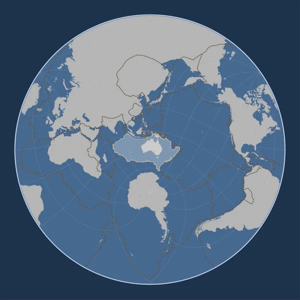 Australisk Tektonisk Platta Den Solida Konturkartan Lagrange Sneda Projektionen Centrerad — Stockfoto