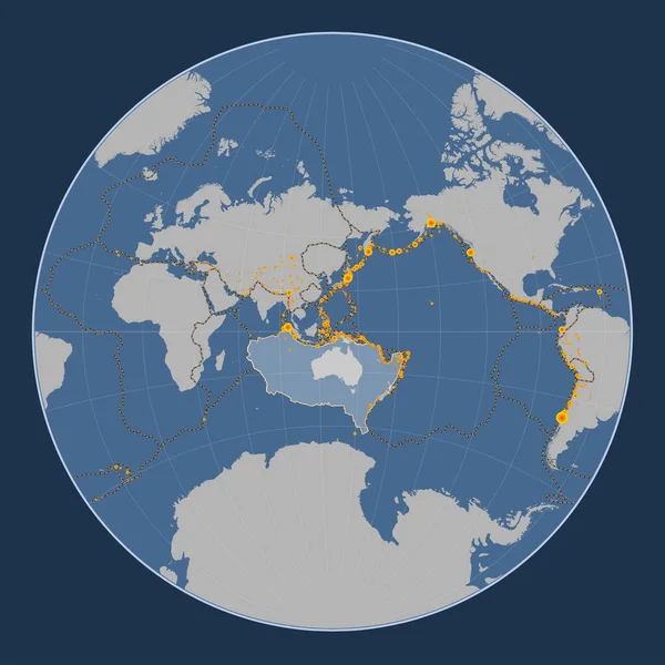 Placa Tectónica Australiana Mapa Contorno Sólido Proyección Lagrange Centrada Meridionalmente — Foto de Stock
