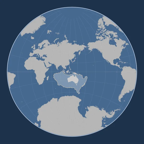 Австралійська Тектонічна Плита Мапі Твердого Контуру Проекції Лагранжа Центром Меридіани — стокове фото