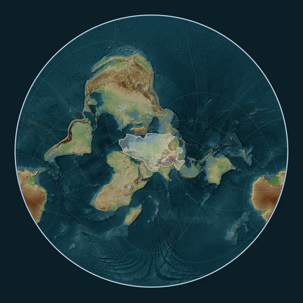 Eurasische Tektonische Platte Auf Der Höhenkarte Wiki Stil Der Lagrange — Stockfoto