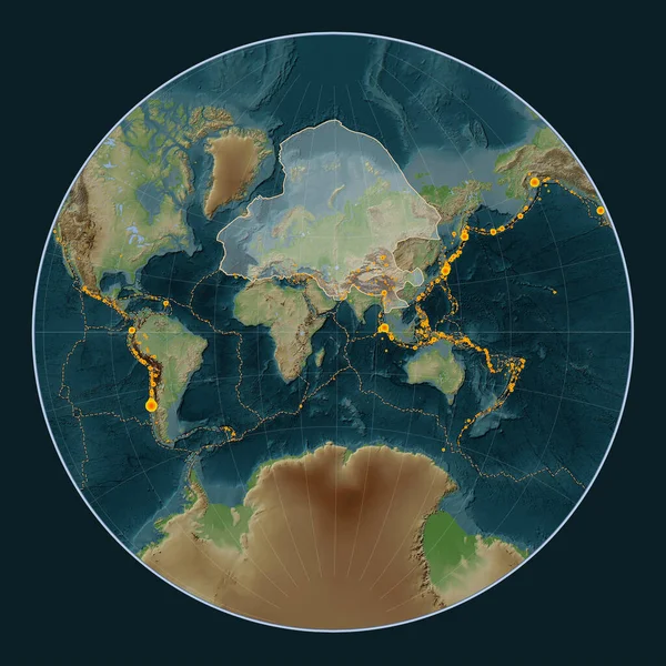 Placa Tectônica Eurasiana Mapa Elevação Estilo Wiki Projeção Lagrange Centrada — Fotografia de Stock