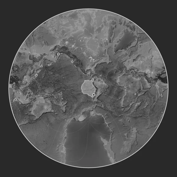 Nazca Tektonische Plaat Grayscale Hoogte Kaart Lagrange Oblique Projectie Gecentreerd — Stockfoto