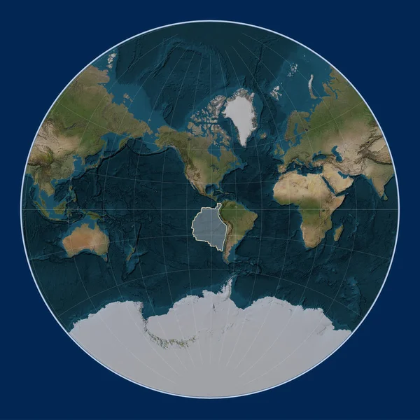 Lagrange Projeksiyonunun Merkezindeki Mavi Mermer Uydu Haritasında Nazca Tektonik Plakası — Stok fotoğraf