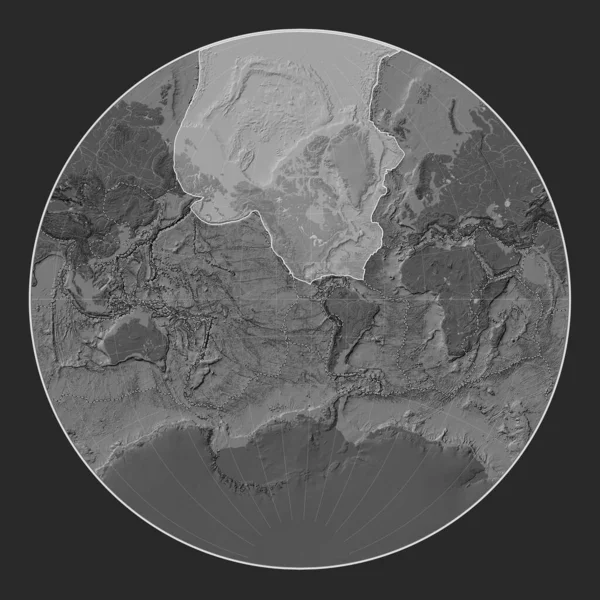 Severoamerická Tektonická Deska Mapě Nadmořské Výšky Středu Lagrangeovy Projekce Hranice — Stock fotografie