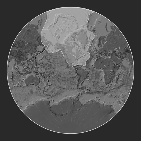 Severoamerická Tektonická Deska Mapě Nadmořské Výšky Projekci Lagrange Poledníku — Stock fotografie