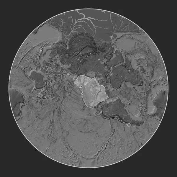 North American Tectonic Plate Bilevel Elevation Map Lagrange Oblique Projection — Stock Photo, Image