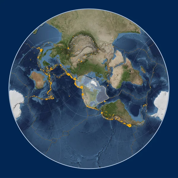 Nordamerikanska Tektoniska Plattan Blue Marble Satellitkarta Lagrange Sneda Projektionen Centrerad — Stockfoto