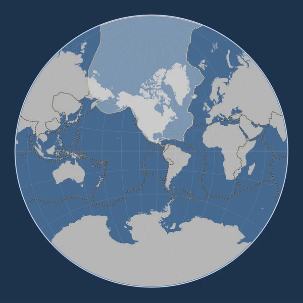 Lagrange Projeksiyonunun Merkezindeki Katı Hat Haritasındaki Kuzey Amerika Tektonik Plakası — Stok fotoğraf