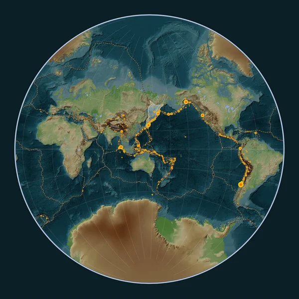 Okhotsk Tektonische Plaat Wiki Stijl Hoogte Kaart Lagrange Projectie Gecentreerd — Stockfoto
