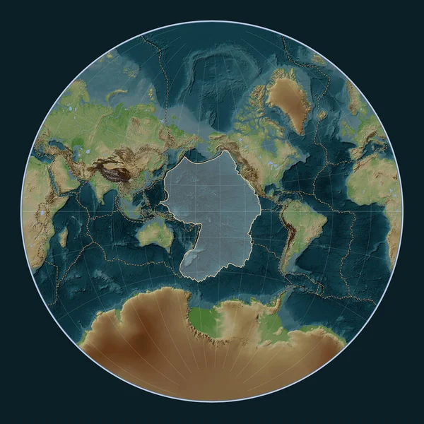 Płyta Tektoniczna Pacyfiku Mapie Elewacji Stylu Wiki Projekcji Lagrange Wyśrodkowana — Zdjęcie stockowe