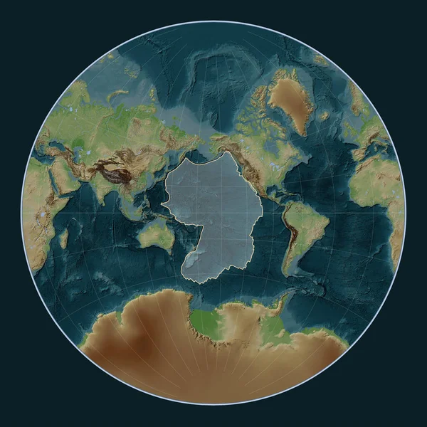Płyta Tektoniczna Pacyfiku Mapie Elewacji Stylu Wiki Projekcji Lagrange Wyśrodkowanej — Zdjęcie stockowe