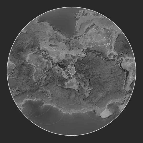 Filipínská Mořská Tektonická Deska Mapě Nadmořské Výšky Stupních Šedi Lagrangeově — Stock fotografie