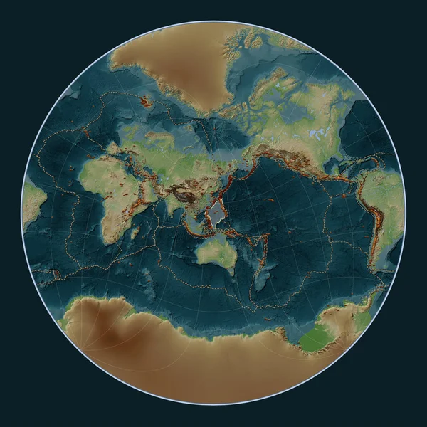 Filippijnse Zee Tektonische Plaat Wiki Stijl Hoogte Kaart Lagrange Oblique — Stockfoto