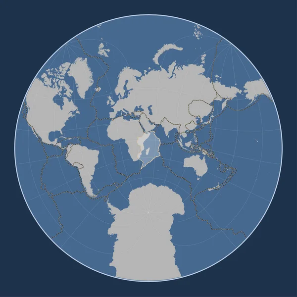 Placa Tectónica Somaliana Mapa Contorno Sólido Projecção Oblíqua Lagrange Centrada — Fotografia de Stock