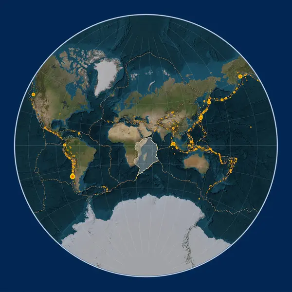 Somalian Tectonic Plate Blue Marble Satellite Map Lagrange Projection Centered — Stock Photo, Image