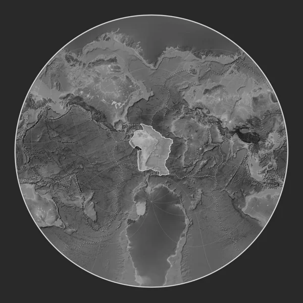 Південноамериканська Тектонічна Плита Сірій Карті Висоти Проекції Lagrange Oblique Зосереджена — стокове фото