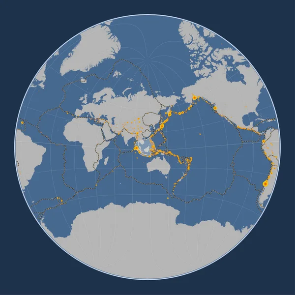 Sunda Tectonic Plate Solid Contour Map Lagrange Oblique Projection Centered — Stock Photo, Image