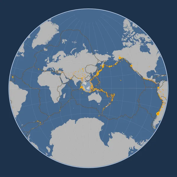 Lagrange Projeksiyonunun Merkezindeki Katı Hat Haritasındaki Sunda Tektonik Plakası Meridyenik — Stok fotoğraf