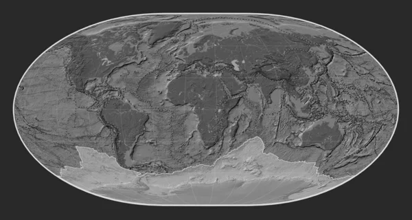 Antarktis Tektoniska Platta Gallhöjd Kartan Loximuthal Projektion Centrerad Meridionalt Gränser — Stockfoto