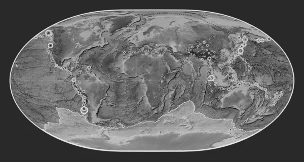 Antarktida Tektonická Deska Mapě Výšky Stupních Šedi Loximální Projekci Středem — Stock fotografie