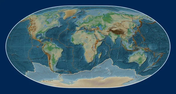 Antarktis Tektoniska Platta Fysisk Höjd Kartan Loximuthal Projektion Centrerad Meridionalt — Stockfoto