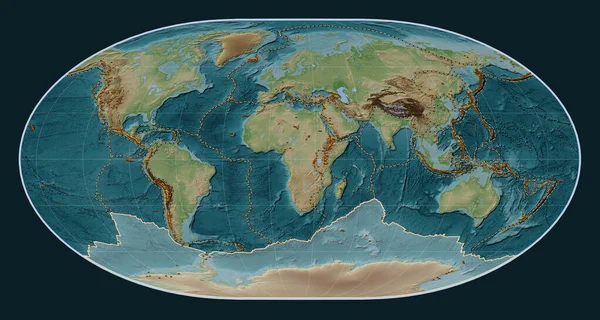 Loximuthal Projeksiyon Merkezli Wiki Stil Yükseltme Haritasında Antarktika Tektonik Plakası — Stok fotoğraf