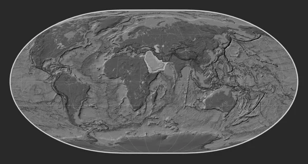 Arabská Tektonická Deska Mapě Nadmořské Výšky Loximální Projekci Uprostřed Poledníku — Stock fotografie